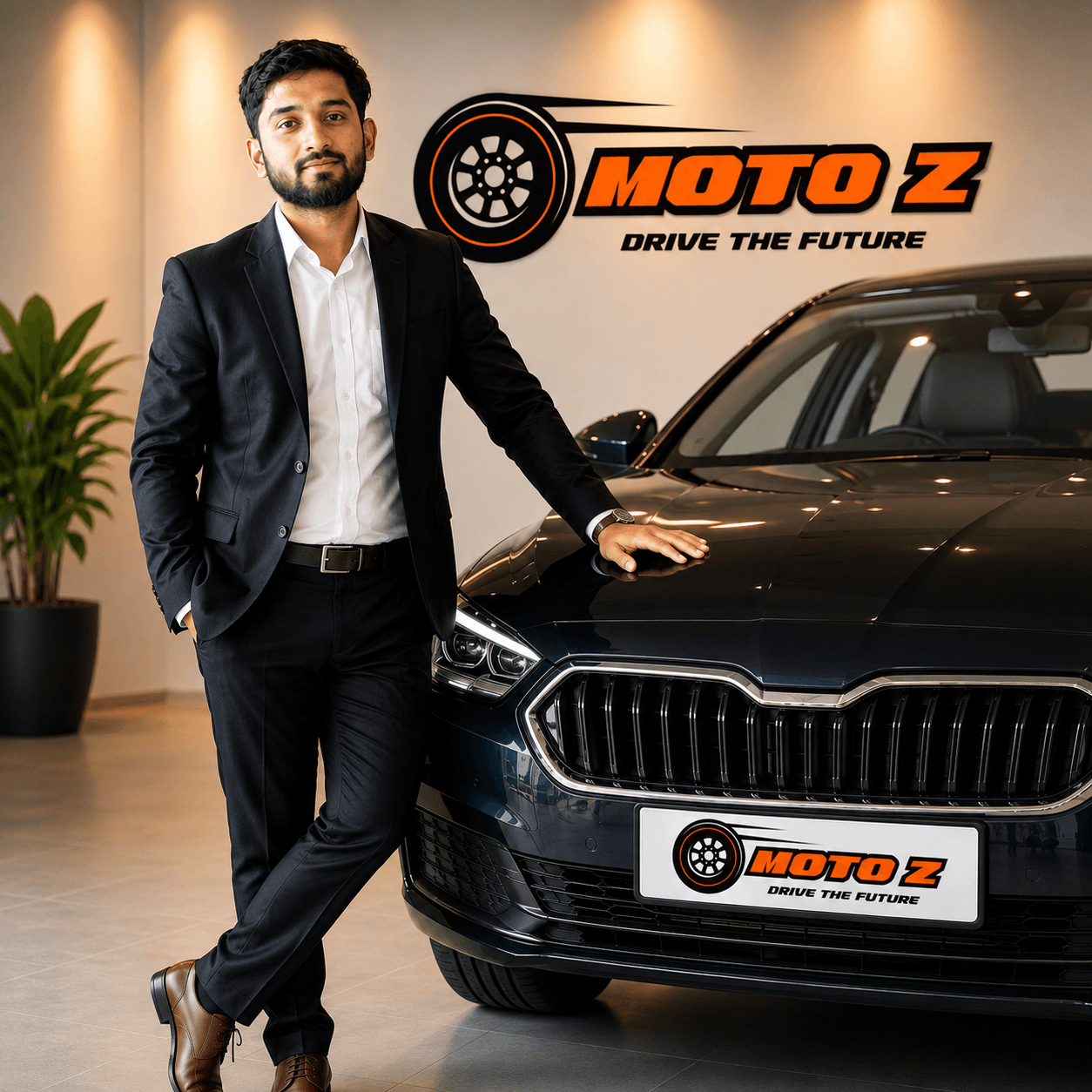 Varun Amidal, CEO and Managing Director of MOTO Z, in a MOTO Z branded showroom